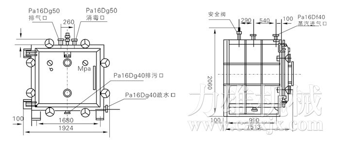 方形靜態真空干燥機結構示意圖